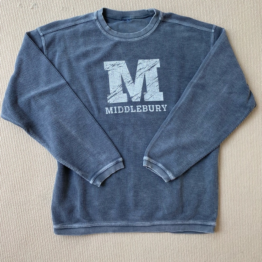 Middlebury College Waffleknit Crewneck Sweatshirt, unisex large